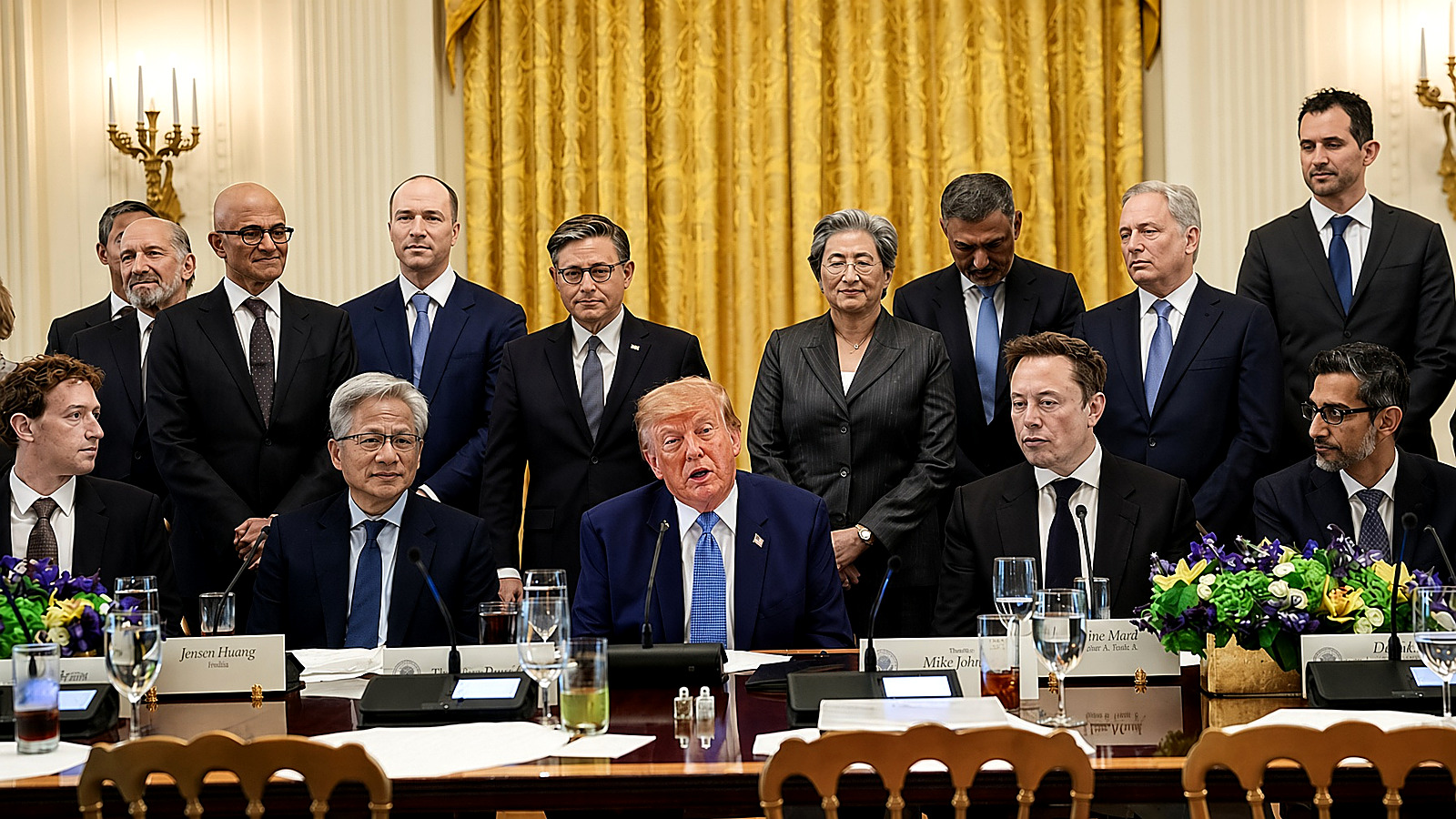 Trump sat with the AI executives after they signed a voluntary accord to police their own models.
