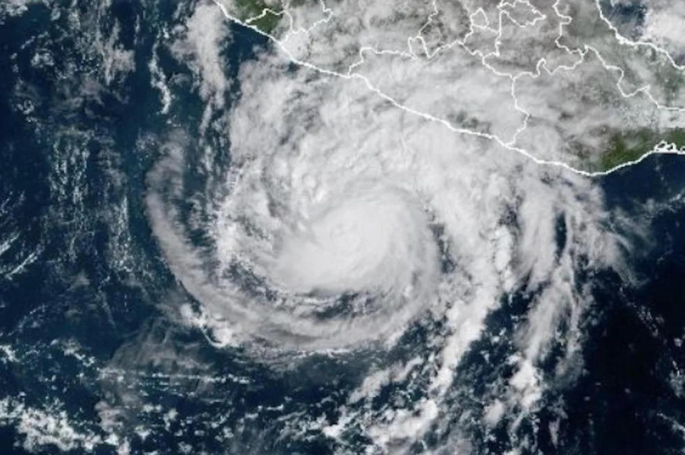 Hurricane Trudy, seen from a satellite, still offshore south of Manzanillo on Saturday morning.